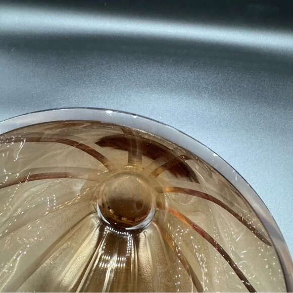 Mid-Century Modern Amber Brown Crystal Etched Glass Display or Fruit Bowl - Picture 4 of 12